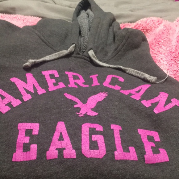 American Eagle Outfitters Sweaters - American Eagle Outfitters Gray Hoodie with Pink Logo